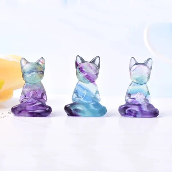 Galaxy Zen Fluorite Cat Crystal Figurine - Image 4