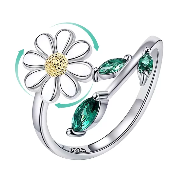 Day's Eye White Daisy Spinning Ring - Image 3