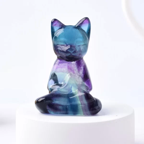 Galaxy Zen Fluorite Cat Crystal Figurine