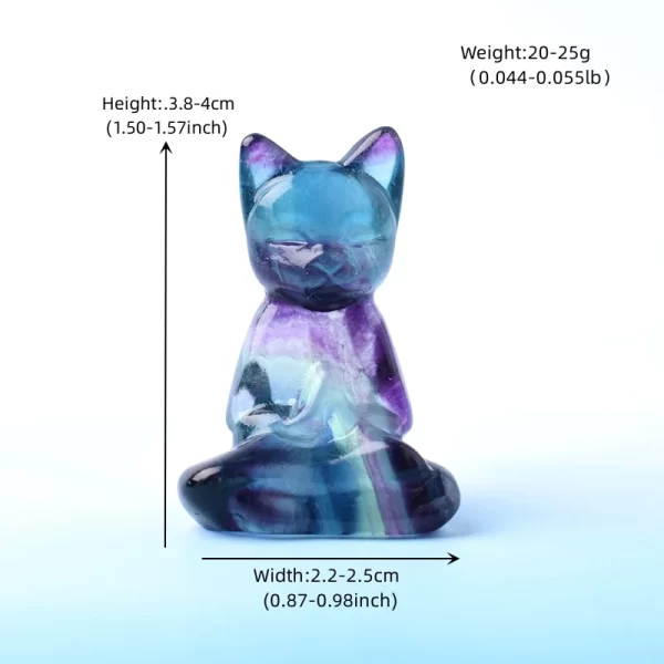 Galaxy Zen Fluorite Cat Crystal Figurine - Image 2